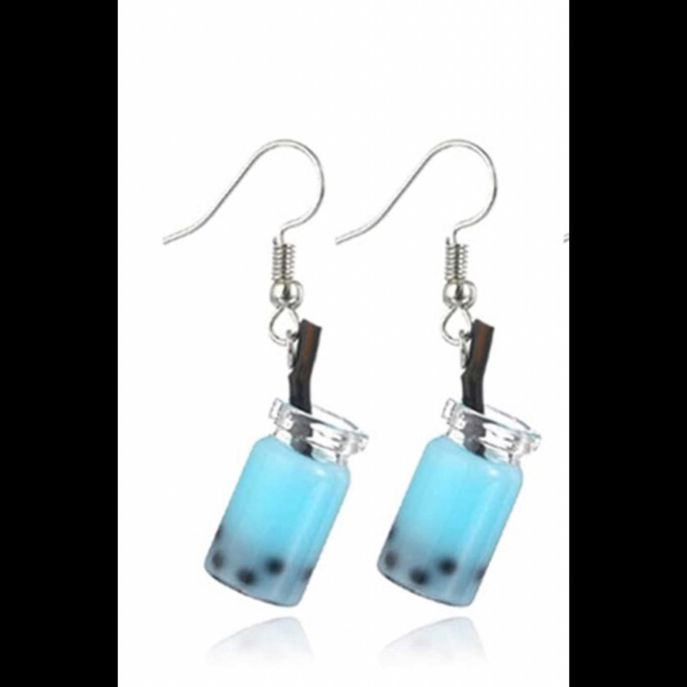 Cute Pearl Milk Tea Dangle Boba Tea Drop Earrings